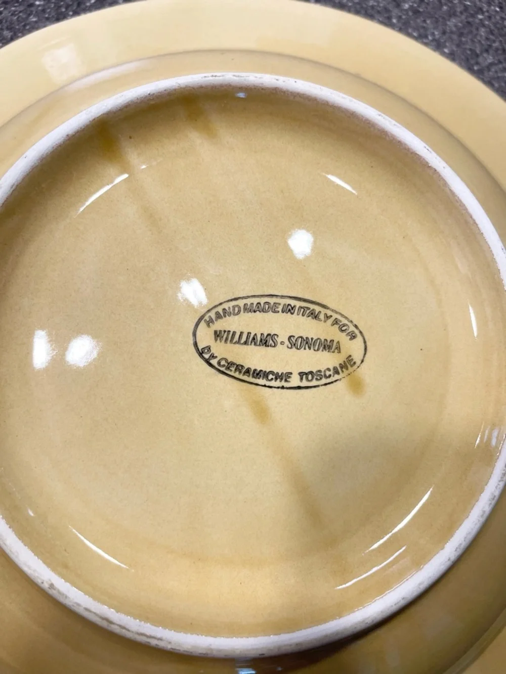 William Sonoma Hand-Painted Floral Ceramic Serving Plates - Yellow and Green